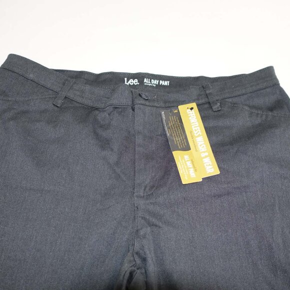 Lee Women's All Day Straight Leg Pants Size 18 Short NWT Charcoal Gray High Rise - Picture 2 of 7